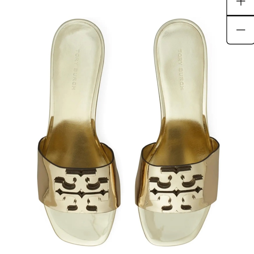 👡Tory Burch Ines Mules in Crush Gold sz 9 Like New